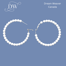 Charger l'image dans la galerie, Pearl Hoop Earrings | Silver Large 65mm | Statement Grey