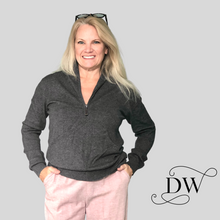 Load image into Gallery viewer, Cashmere Zip Sweater | Charcoal