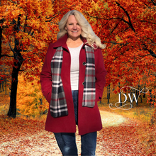 Load image into Gallery viewer, Ruby Pea Coat with Plaid Scarf