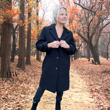 Charger l'image dans la galerie, Black Dress Coat with Notch Collar