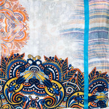 Load image into Gallery viewer, FRAAS Orange, Navy & Turquoise Medallion Modal Scarf 3