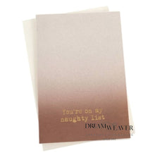 Load image into Gallery viewer, Gold foil “You’re on my naughty list” Christmas card – ombré brown holiday greeting
