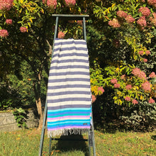 Load image into Gallery viewer, Navy Stripe Lightweight Cashmink Throw