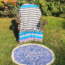 Load image into Gallery viewer, Navy Stripe Lightweight Cashmink Throw