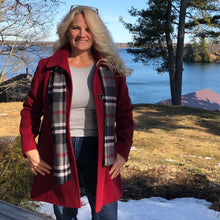 Load image into Gallery viewer, Ruby Pea Coat with Plaid Scarf