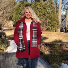 Load image into Gallery viewer, Ruby Pea Coat with Plaid Scarf
