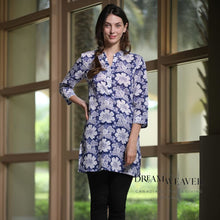 Load image into Gallery viewer, Indigo Floral Cotton Beach Coverup | Dream Weaver Canada