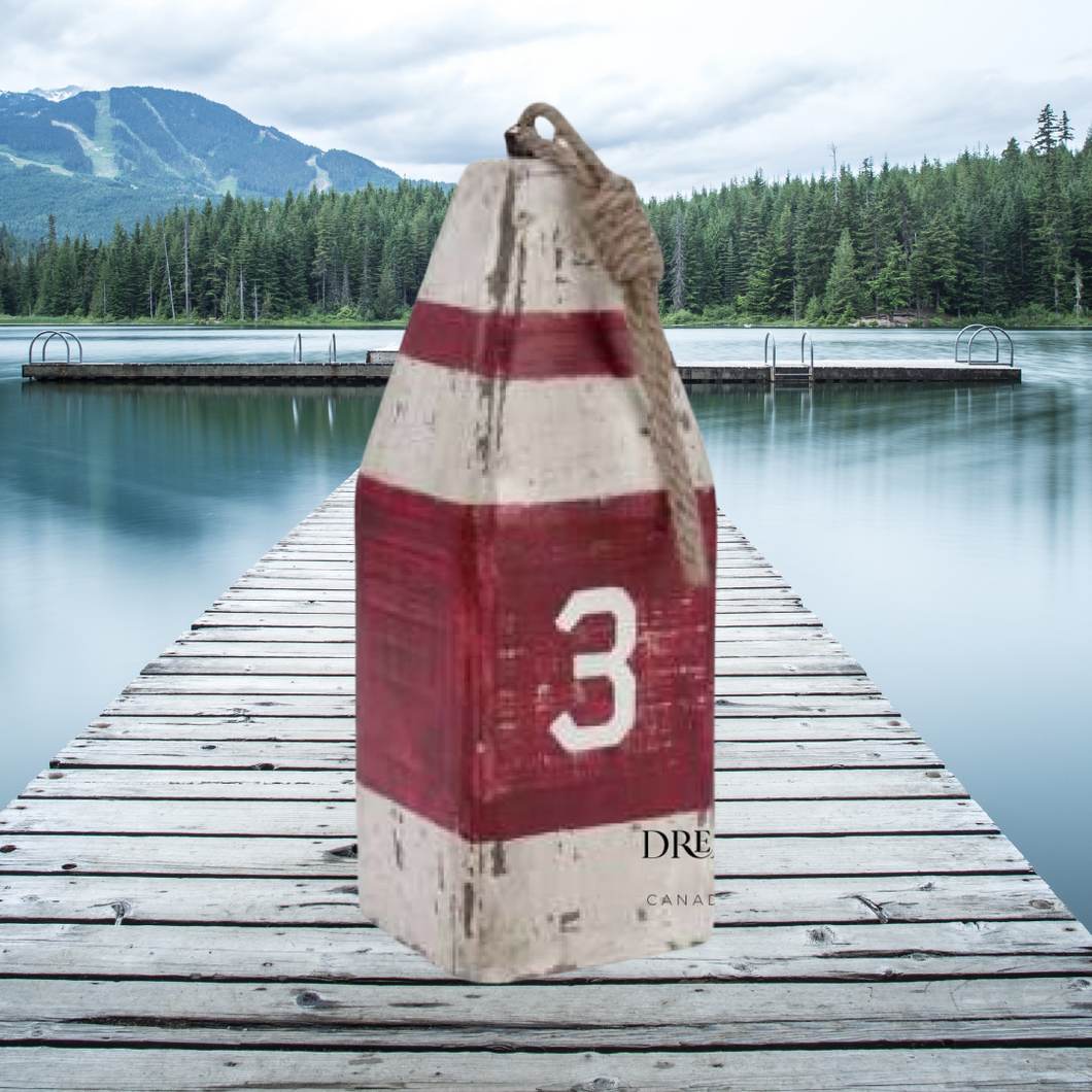 Red & White Wooden Buoy