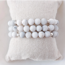 Charger l'image dans la galerie, White Lace Agate Gemstone/Sterling Silver Bracelet
