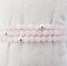 Load image into Gallery viewer, Rose Quartz Gemstone and Sterling Silver Bracelet