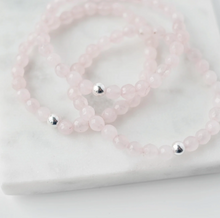 Load image into Gallery viewer, Rose Quartz Gemstone and Sterling Silver Bracelet