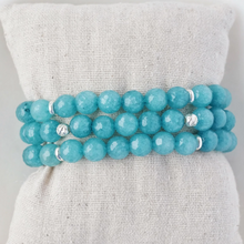 Charger l'image dans la galerie, Teal Agate Small Gemstone and Sterling Silver Bracelet