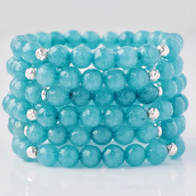 Charger l'image dans la galerie, Teal Agate Small Gemstone and Sterling Silver Bracelet