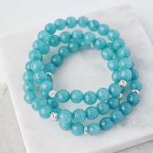 Charger l'image dans la galerie, Teal Agate Small Gemstone and Sterling Silver Bracelet