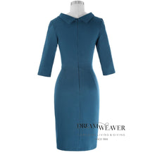 Load image into Gallery viewer, Teal Retro Dress back