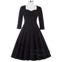 Load image into Gallery viewer, Timeless Black Swing Dress | Vintage & Retro Inspired3