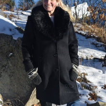 Load image into Gallery viewer, Black Coat with Faux Fur Collar
