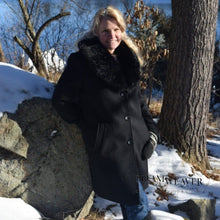 Load image into Gallery viewer, Black Coat with Faux Fur Collar