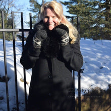 Load image into Gallery viewer, Black Coat with Faux Fur Collar