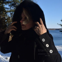 Charger l'image dans la galerie, Black Coat with Faux Fur Hood and Scarf