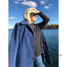 Load image into Gallery viewer, Blue Pea Coat with Plaid Scarf Fashion