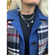 Load image into Gallery viewer, Blue Pea Coat with Plaid Scarf Fashion