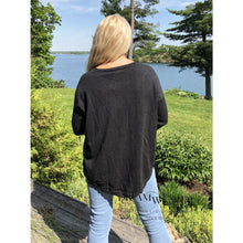 Load image into Gallery viewer, Charcoal Crew Neck Curve Hem Knit Sweater | Echo Verde Fashion
