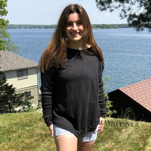 Charger l'image dans la galerie, Charcoal Crew Neck Curve Hem Knit Sweater | Echo Verde Fashion