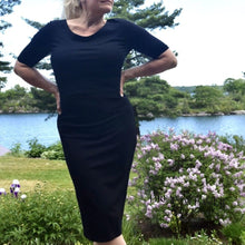 Load image into Gallery viewer, Elegant Bamboo T-shirt Dress | Black | Dream Weaver Canada