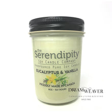 Load image into Gallery viewer, Eucalyptus &amp; Vanilla Candle Jar | Serendipity Candle | Dream Weaver 
