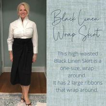 Charger l'image dans la galerie, Black Linen High-Waisted Skirt | Wrap Around | One SizeBlack Linen High-Waisted Skirt | Wrap Around | One Size