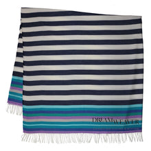 Load image into Gallery viewer, Navy Stripe Lightweight Cashmink Throw