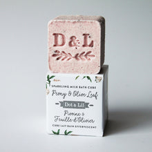 Load image into Gallery viewer, Peony & Olive Leaf Sparkling Milk Bath Cube | Dot & Lil
