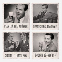 Load image into Gallery viewer, Retro Drunk Guys Beer is the Answer | Marble Coaster Tableware