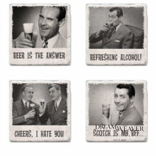 Load image into Gallery viewer, Retro Drunk Guys Marble Drink Coasters Tableware