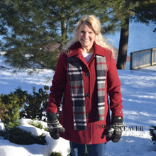 Load image into Gallery viewer, Ruby Pea Coat with Plaid Scarf