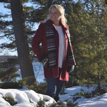 Load image into Gallery viewer, Ruby Pea Coat with Plaid Scarf