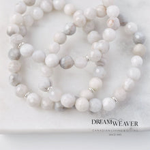Charger l'image dans la galerie, White Lace Agate Gemstone/Sterling Silver Bracelet Accessories