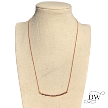 Load image into Gallery viewer, Rose Gold Curved Hammered Bar Necklace
