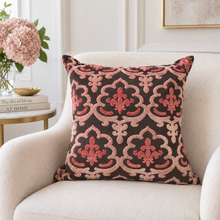 Load image into Gallery viewer, 20" Blush Pink &amp; Grey Damask Down-Filled Decorative Pillow DW 
