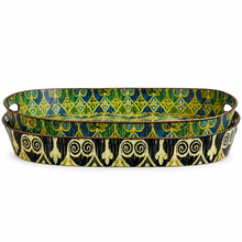 Load image into Gallery viewer, 2 Large Ornamental Oval Decorative Metal Trays– 25"

