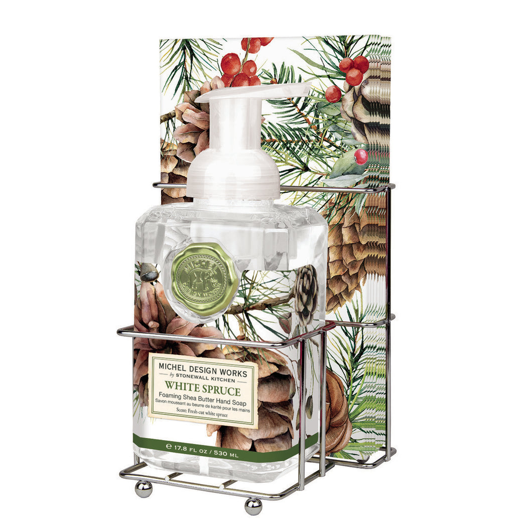 White Spruce Foaming Hand Soap & Hostess Napkin Set | Michel Design Works