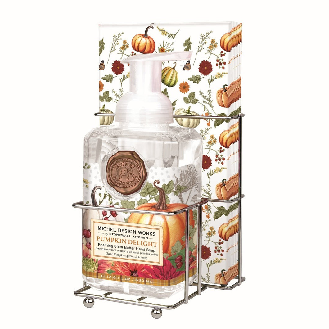 Pumpkin Delight Foaming Hand Soap  & Hostess Napkin Set | Michel Design Works