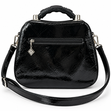 Load image into Gallery viewer, AMLIYA Retro Telephone Purse – Black Patent Crossbody Bag | Back
