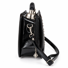 Load image into Gallery viewer, AMLIYA Retro Telephone Purse – Black Patent Crossbody Bag | Side
