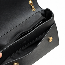 Charger l'image dans la galerie, Bebe Black Faux Leather Shoulder Bag with Gold Chain Strap interior
