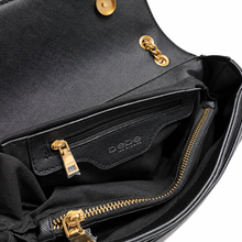 Charger l'image dans la galerie, Bebe Black Faux Leather Shoulder Bag with Gold Chain Strap interior 2
