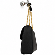 Charger l'image dans la galerie, Bebe Black Faux Leather Shoulder Bag with Gold Chain Strap side 2
