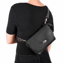 Load image into Gallery viewer, Black Buffalo Leather Crossbody / Waist Bag – 7 Ways to Wear4

