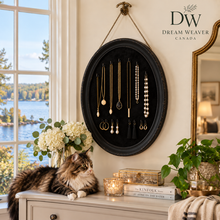 Load image into Gallery viewer, Black Velvet Oval Wall-Mounted Jewelry Display &amp; Organizer
